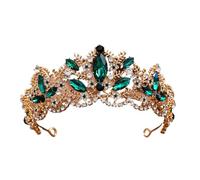 Baroque Zircon Bridal Tiara - Elegant Alloy Headband For Weddings & Events(Green)