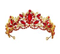Baroque Zircon Bridal Tiara - Elegant Alloy Headband For Weddings & Events(Imitation gold red diamond)