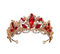 Baroque Zircon Bridal Tiara - Elegant Alloy Headband For Weddings & Events(Red)