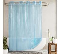 Barossa Design Tenda da doccia o fodera blu trasparente senza gancio, in EVA morbida 10 g, extra resistente, con 3 magneti per il bagno, dimensioni standard 180,3 x 188 cm, blu trasparente