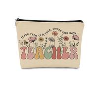 Barpery Borsa per il trucco per insegnanti, borsa per il trucco, con scritta "Must Haves Boho Sunshine Teacher", kit di sopravvivenza per insegnanti, borsa per cosmetici, regalo di compleanno per