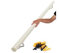 Barra antiscivolo in legno bianco per scale, 3,5 m, con staffe, guida di supporto per interni di ville ed edifici, migliora la sicurezza delle scale
