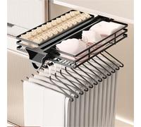 Barra Appendiabiti Estraibile, Asta Appendiabiti Allungabile, Asta Estraibile Per Armadio Con Cestello, Capacità 77 Libbre, Organizer Per Armadio Per Pantaloni E Cappotti(18 IN/46CM with Basket)