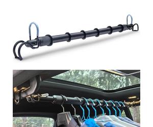 Barra appendiabiti per auto, resistente, estensibile, da 76 a 168 cm, asta per asciugare il panno da viaggio, per SUV, camion, camper, armadio per veicoli, asta in metallo nero per organizzatori di