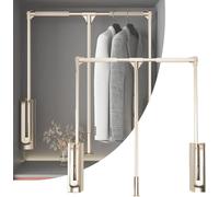 Barra armadio a scomparsa 30 kg, appendiabiti regolabile in base alla larghezza regolabile 89-121 cm per sparare giù con indietro-A|L