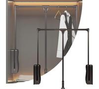 Barra armadio a scomparsa 30 kg, appendiabiti regolabile in base alla larghezza regolabile 89-121 cm per sparare giù con indietro-||L