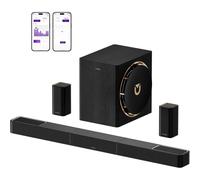 ULTIMEA Skywave X60 a 7.1.4 Canali Soundbar, Combo Audio Surround TV Wireless Professionale con Dolby Atmos, Soundbar da 840 W, Subwoofer da 8 Pollici, Amplificazione GaN e Pass-Through HDR 4K.