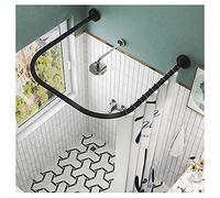Barra curva della tenda della doccia, asta di estensione della tenda della doccia ad angolo a U, asta regolabile della vasca da bagno anti ruggine in acciaio inossidabile, nero, 80 × 80 × 80cm