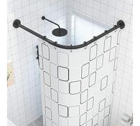 Barra Curva per Tende da Doccia A Forma di L Senza Perforazione Vasca da Bagno Estensibile Vasca da Bagno Asta per Tende Angolare Regolabile in Acciaio Inossidabile Non Cedimento, 100-160cm*60-80cm