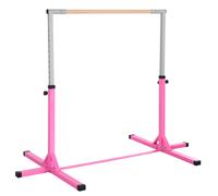 Barra Da Ginnastica Artistica Per Bambini 3+ Anni Con Altezza Regolabile 92-150 Cm, In Acciaio E Legno Massello Di Faggio, Sbarra Orizzontali Danza A