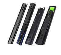 Barra del cassetto a buffer larga 45/35, scorrevole in acciaio nero, rimbalzo spesso, guida cuscinetto a sfere tre sezioni, 2 pezzi(4510t-12inch(withoutbuffer))