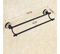Barra di Asciugamani Neri, portavalo per Asciugamano a palo Singolo, tovaglia da Asciugamano in Rame Completo per Asciugamano a Strato Singolo Accessori per Bagno-d 40 cm (16 Pollici) (d 40 cm (16