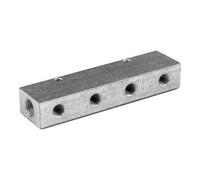 Barra di distribuzione, uscite da un lato anteriore, ingresso 2 x 3/8, uscita 3 x 1/8, alluminio