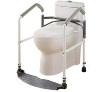 Barra di sicurezza per WC regolabile in altezza per anziani e disabili, maniglia pieghevole in alluminio con pedana supporta 90,7 kg, si adatta alla maggior parte dei servizi igienici per il bagno per