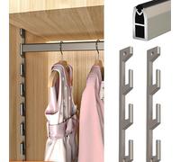 Barra di supporto per asta per armadio, resistente, antiscivolo, con staffa in metallo, sistema di sospensione a 10 fessure per armadio, 50 cm, soluzione per riporre indumenti