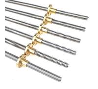 Barra filettata in acciaio inossidabile, 1 pz T8 in acciaio inossidabile con filettatura 2 mm, 4 mm, 8 mm, vite trapezoidale con dado 100-800 mm, stampante 3D(Lead 12mm,450mm with nut)