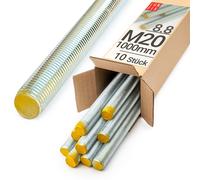 Barra filettata Lun Fix M20 x 1000 mm 10 pezzi | Barra filettata 8,8 DIN 975