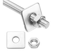 Barra filettata M10x400mm, 1 set acciaio con dado e rondella quadrata