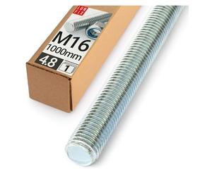 Barra Filettata M16x1000 mm, 1 pezzi, Asta Filettata Acciaio 4.8 DIN 976, Barre Filettate Metrica, Perni Filettati, Filetto Asta Metrica, Bulloni Filettati per Montaggio Industriale, Lun Fix