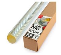 Barra Filettata M8x1000 mm, 1 pezzi, Asta Filettata Acciaio 8.8 DIN 976, Barre Filettate Metrica, Perni Filettati, Filetto Asta Metrica, Bulloni Filettati per Montaggio Industriale, Lun Fix