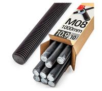 Barra filettata M8x1000 mm 10 pz. Acciaio DIN 975 10.9 non trattato Lun Fix