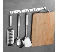 Barra Ganci Ganci da Parete Acciaio Inox Resistente 2 Metodi di Montaggio | Binario Rinforzato con Protezioni Silicone, Supporta Fino a 40kg. Ottimo per Bagno, Cucina, Lavanderia(Silver,12cm/4.7in)