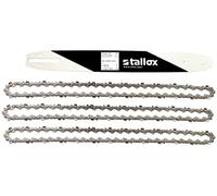 Barra guida Tallox e 3 catene per motosega, passo 3/8", spessore 1,3 mm, 52 maglie di trascinamento, lunghezza barra 35 cm, compatibile con Oregon, Bosch, Dolmar, Hitachi e altri