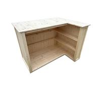 Barra in legno a forma di L, per interni ed esterni, per casa, giardino, gin, cocktail, bar (140 x 80 x 102 cm, non finito)