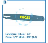 Barra lama per catena motosega elettrosega 30 cm 3/8 mini 1,3 ricambio