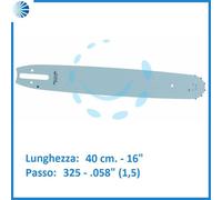 Barra lama per catena motosega elettrosega 40 cm 325 1,5 ricambio