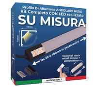 Barra LED Profilo Alluminio Angolare Nero SU MISURA al centimetro da 20 a 400cm [EEK: A+++]