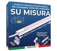 Barra LED Profilo Alluminio Piatto Bianco SU MISURA al centimetro da 20 a 400cm [EEK: A+++]