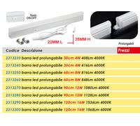 Barra led sottopensile 220V lampada cucina con interruttore luce 45 60 90 120 cm