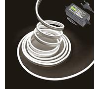 Barra luminosa a LED al neon, 5 m, 12 V, DC 600 SMD2835, impermeabile, per interni ed esterni (con adattatore di alimentazione) (5 m, bianca)