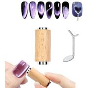 Barra magnetica a cilindro in legno resistente con effetto Cat Eye, per smalto in gel Cat Eye, con doppia testa e filo di ferro a Y, per strumenti per nail art da salone di bellezza