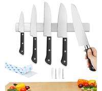 Barra Magnetica per Coltelli, MXTIMWAN 40cm Porta Coltelli Magnetico Cucina in Acciaio Inox con 2 Ganci, Barra Magnetica Portacoltelli, Calamita per Coltelli da Cucina per Utensili Cucina, Utensili