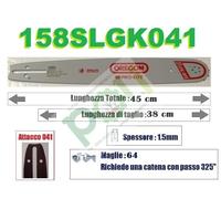 BARRA OREGON PRO LITE 158SLGK041 40CM PASSO .325 x SPESSORE 1.5mm x 64 MAGLIE