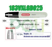 BARRA OREGON VERSACUT 183VXLGD025 45CM PASSO.325 x SPESSORE 1,6mm x 74 MAGLIE