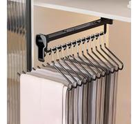 Barra per armadio Asta appendiabiti estraibile multifunzione, gruccia estensibile e antiscivolo per, con portapantaloni integrato nell'armadio (Nero, 35,5 cm/13,97 pollici)(Black,55.5cm/21.8in)