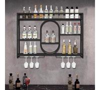 Barra per asino a parete montata con porta in vetro di vino sospeso, ripiani galleggianti con gancio di vetro a stelo, scaffale per bottiglia a liquore leggero a led, portabicchieri per decorazioni