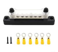 Barra per autobus, terminale a 6 vie da 150 A con copertura trasparente per camper, yacht, auto marine, barra collettrice dritta a fila singola con connettori (B)