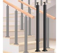 Barra per corrimano quadrata per interni, ringhiera in metallo, staffa piatta regolabile per terrazza/gradini, 100 cm, confezione da 2, sicurezza e stile per la tua casa