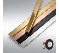 Barra per porta in alluminio, autoadesiva, senza trapano, 3 x 90 cm, livellamento p, FloorStrip per parquet e linino, colore champagne, 3 pezzi x 90 x 5 cm