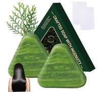 Barra per shampoo naturale da 2 pezzi, triangolo, barre per shampoo Usman Grass, barra calmante e rinforzante per donne e uomini