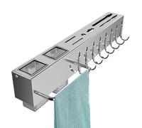 Barra per utensili per appendere adesivo - barra in acciaio inox a parete, portautensili pendenti | Appendiabiti per utensili adesivi con ganci per cucina e soggiorno, nessun organizzatore per rack di