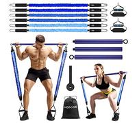 Barra Pilates, Hommie Kit Barra per Pilates, Barra di Resistenza da Due Lunghezze con 6 Elastico de Tessuto 20/40/60lbs, Pilates Bar per Allenamenti Fitness, Stretching, Allenamento per Glutei Squat