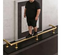 Barra Poggiapiedi per Bancone Bar Kit Kit Corrimano per Piedi con Tubo da 30 mm di Diametro, Staffe per Corrimano Quadrate Spazzolate, Poggiapiedi in Acciaio Inox(Gold,10ft(305cm))