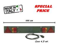 BARRA PORTATARGA POSTERIORE CON FANALI E CAVO PER RIMORCHIO CARRELLO APPENDICE.