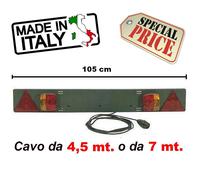 BARRA PORTATARGA POSTERIORE CON FANALI E CAVO PER RIMORCHIO CARRELLO PORTABICI.