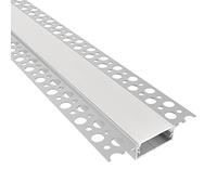 Barra Profili Unione Pannelli Cartongesso con Canalina per illuminazione LED barre 2m Incasso a Scomparsa + Cover Luce Continua (Piatto - Flat XL)